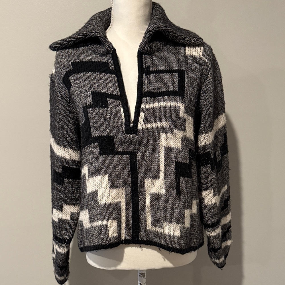 Z Supply Black and Gray Knit Sweater